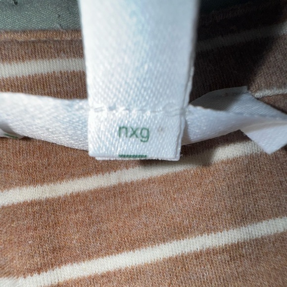 Haven Well Within Dark Tan White Stripe Pullover Sweater Soft Size S. V Neck. - Picture 5 of 12